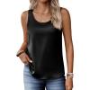 Zeagoo Silk Satin Tank Tops for Women Scoop Neck Sleeveless Camisole Tops 2026 Summer Basic Blouses(Black)