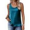 Zeagoo Silk Satin Tank Tops for Women Scoop Neck Sleeveless Camisole Tops 2026 Summer Basic Blouses(Blue Green)