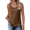 Zeagoo Silk Satin Tank Tops for Women Scoop Neck Sleeveless Camisole Tops 2026 Summer Basic Blouses(Brown)
