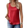 Zeagoo Silk Satin Tank Tops for Women Scoop Neck Sleeveless Camisole Tops 2026 Summer Basic Blouses(Deep Red)