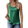 Zeagoo Silk Satin Tank Tops for Women Scoop Neck Sleeveless Camisole Tops 2026 Summer Basic Blouses(Green)