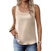 Zeagoo Silk Satin Tank Tops for Women Scoop Neck Sleeveless Camisole Tops 2026 Summer Basic Blouses(Light Champagne)