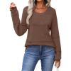 Zeagoo Sweaters for Women Long Sleeve Tops Soft Knit Crew Neck Pullover Sweater Lightweight Crochet 2026 Fall Outfits(A Brown)