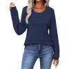 Zeagoo Sweaters for Women Long Sleeve Tops Soft Knit Crew Neck Pullover Sweater Lightweight Crochet 2026 Fall Outfits(A Dark Blue)