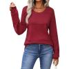 Zeagoo Sweaters for Women Long Sleeve Tops Soft Knit Crew Neck Pullover Sweater Lightweight Crochet 2026 Fall Outfits(A Wine Red)