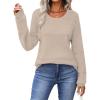 Zeagoo Sweaters for Women Long Sleeve Tops Soft Knit Crew Neck Pullover Sweater Lightweight Crochet 2026 Fall Outfits(Apricot)