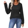 Zeagoo Sweaters for Women Long Sleeve Tops Soft Knit Crew Neck Pullover Sweater Lightweight Crochet 2026 Fall Outfits(Black)
