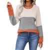 Zeagoo Sweaters for Women Long Sleeve Tops Soft Knit Crew Neck Pullover Sweater Lightweight Crochet 2026 Fall Outfits(Colorblock 278)