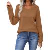 Zeagoo Sweaters for Women Long Sleeve Tops Soft Knit Crew Neck Pullover Sweater Lightweight Crochet 2026 Fall Outfits(Light Brown)