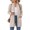 Zeagoo Women Long Cardigan Sweaters Lightweight Open Front Duster Knit Fashion Sweater Coats Trendy Cardigans with Pocket(Beige)