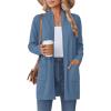 Zeagoo Women Long Cardigan Sweaters Lightweight Open Front Duster Knit Fashion Sweater Coats Trendy Cardigans with Pocket(Blue)