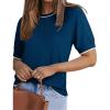 Zeagoo Women Short Sleeve Sweater Summer Crew Neck Dressy Casual Soft Knit Pullover Tops Trendy(Dark Blue)