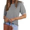Zeagoo Women Short Sleeve Sweater Summer Crew Neck Dressy Casual Soft Knit Pullover Tops Trendy(Gray)
