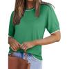 Zeagoo Women Short Sleeve Sweater Summer Crew Neck Dressy Casual Soft Knit Pullover Tops Trendy(Green)