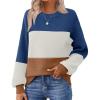 Zeagoo Women’s 2026 Fall Chunky Knit Sweater Oversized Crewneck Long Sleeve Winter Cotton Pullover Sweaters Jumper Tops(Colorblock 458)