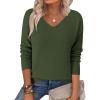 Zeagoo Women’s 2026 Fall Sweaters Long Sleeve V Neck Knit Pullovers Business Casual Sweater Tops(Army Green)