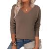 Zeagoo Women’s 2026 Fall Sweaters Long Sleeve V Neck Knit Pullovers Business Casual Sweater Tops(Brown)