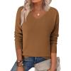 Zeagoo Women’s 2026 Fall Sweaters Long Sleeve V Neck Knit Pullovers Business Casual Sweater Tops(Coffee)