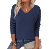 Zeagoo Women’s 2026 Fall Sweaters Long Sleeve V Neck Knit Pullovers Business Casual Sweater Tops(Navy)