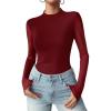 Zeagoo Womens Floral Mesh Long Sleeve Tops See Through Going Out Blouses Mock Neck Sheer Party Outfits Shirts S-XXL(Red)