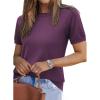 Zeagoo Womens Summer Short Sleeve Tops Crew Neck Lightweight Pullover Sweaters Loose Dressy Casual Blouse Basic Clothes(Dark Purple)