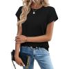 Zeagoo Womens Summer Short Sleeve Tops Crew Neck Pullover Sweaters Cap Sleeve Loose Dressy Casual Blouse Basic Clothes(Black)