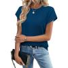 Zeagoo Womens Summer Short Sleeve Tops Crew Neck Pullover Sweaters Cap Sleeve Loose Dressy Casual Blouse Basic Clothes(Dark Blue)