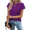Zeagoo Womens Summer Short Sleeve Tops Crew Neck Pullover Sweaters Cap Sleeve Loose Dressy Casual Blouse Basic Clothes(Dark Purple)
