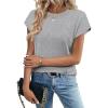 Zeagoo Womens Summer Short Sleeve Tops Crew Neck Pullover Sweaters Cap Sleeve Loose Dressy Casual Blouse Basic Clothes(Gray)