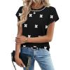 Zeagoo Womens Summer Short Sleeve Tops Crew Neck Pullover Sweaters Cap Sleeve Loose Dressy Casual Blouse Basic Clothes(White Floral-black Jh454)