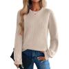 Zeagoo Womens Sweaters 2026 Fashion Fall Tops Crew Neck Long Sleeve Knit Pullover Sweater S-XXL(Gray)
