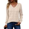 Zeagoo Womens Sweaters Fall Casual Long Sleeve V Neck Shirts Lightweight Crochet Ribbed Knit Pullover Tops Outfits(Apricot)