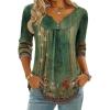 Zeagoo Womens Tops Long Sleeve Shirts Boho Tops for Women 2026 Fall Blouses Ladies Sweatshirts Spring Fashion Clothing(A01-green Print)