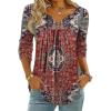 Zeagoo Womens Tops Long Sleeve Shirts Boho Tops for Women 2026 Fall Blouses Ladies Sweatshirts Spring Fashion Clothing(Ethnic Rug Pattern)