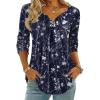 Zeagoo Womens Tops Long Sleeve Shirts Boho Tops for Women 2026 Fall Blouses Ladies Sweatshirts Spring Fashion Clothing(Navy Blue Flowers)