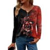 Zeagoo Womens Tops Long Sleeve Shirts Boho Tops for Women 2026 Fall Blouses Ladies Sweatshirts Spring Fashion Clothing(Red Flower)