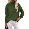 Zeagoo Women’s Turtleneck Sweater 2025 Fall Winter Chunky Knit Sweaters Casual Side Slit Pullover Jumper Top(Army Green)
