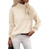 Zeagoo Women’s Turtleneck Sweater 2025 Fall Winter Chunky Knit Sweaters Casual Side Slit Pullover Jumper Top(Beige)