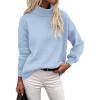 Zeagoo Women’s Turtleneck Sweater 2025 Fall Winter Chunky Knit Sweaters Casual Side Slit Pullover Jumper Top(Blue)