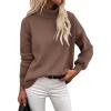 Zeagoo Women’s Turtleneck Sweater 2025 Fall Winter Chunky Knit Sweaters Casual Side Slit Pullover Jumper Top(Nutmeg)