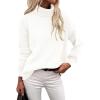 Zeagoo Women’s Turtleneck Sweater 2025 Fall Winter Chunky Knit Sweaters Casual Side Slit Pullover Jumper Top(White)