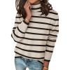 Zeagoo Women’s Turtleneck Sweater Long Sleeve Spilt Hem Casual Knit Pullover Chunky Fall Winter Jumper Top 2026(Tw5-stripe)
