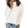 Zeagoo Women’s Turtleneck Sweater Long Sleeve Spilt Hem Casual Knit Pullover Chunky Fall Winter Jumper Top 2026(White)
