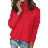 Zeagoo Women’s Turtleneck Sweater Long Sleeve Spilt Hem Casual Knit Pullover Chunky Fall Winter Jumper Top 2026(Xmas Red)