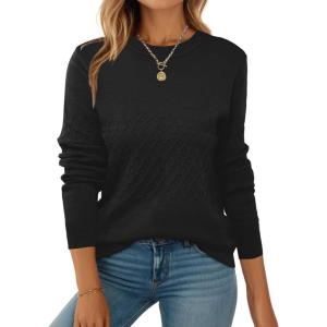 ZEAGOO Womens Sweaters Long Sleeve Tops Crew Neck Knit Pullover Sweaters Fall Fashion 2026 Dressy Casual Basic Clothes(A Black)