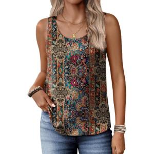 Zeagoo Silk Satin Tank Tops for Women Scoop Neck Sleeveless Camisole Tops 2026 Summer Basic Blouses(Mz721)