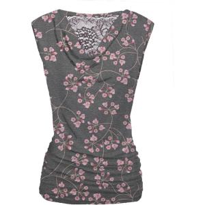 Zeagoo Tank Top for Women Trendy Going Out Tops Sleeveless Shirts Ruched Business Casual Basic Tunic Tops(Fl Gypsophila Gray)