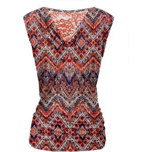 Zeagoo Tank Top for Women Trendy Going Out Tops Sleeveless Shirts Ruched Business Casual Basic Tunic Tops(Orange Boho Printing)