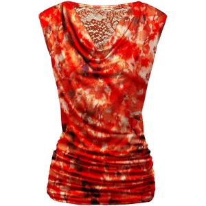 Zeagoo Tank Top for Women Trendy Going Out Tops Sleeveless Shirts Ruched Business Casual Basic Tunic Tops(Orange Painting)