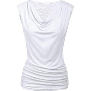 Zeagoo Tank Top for Women Trendy Going Out Tops Sleeveless Shirts Ruched Business Casual Basic Tunic Tops(White)